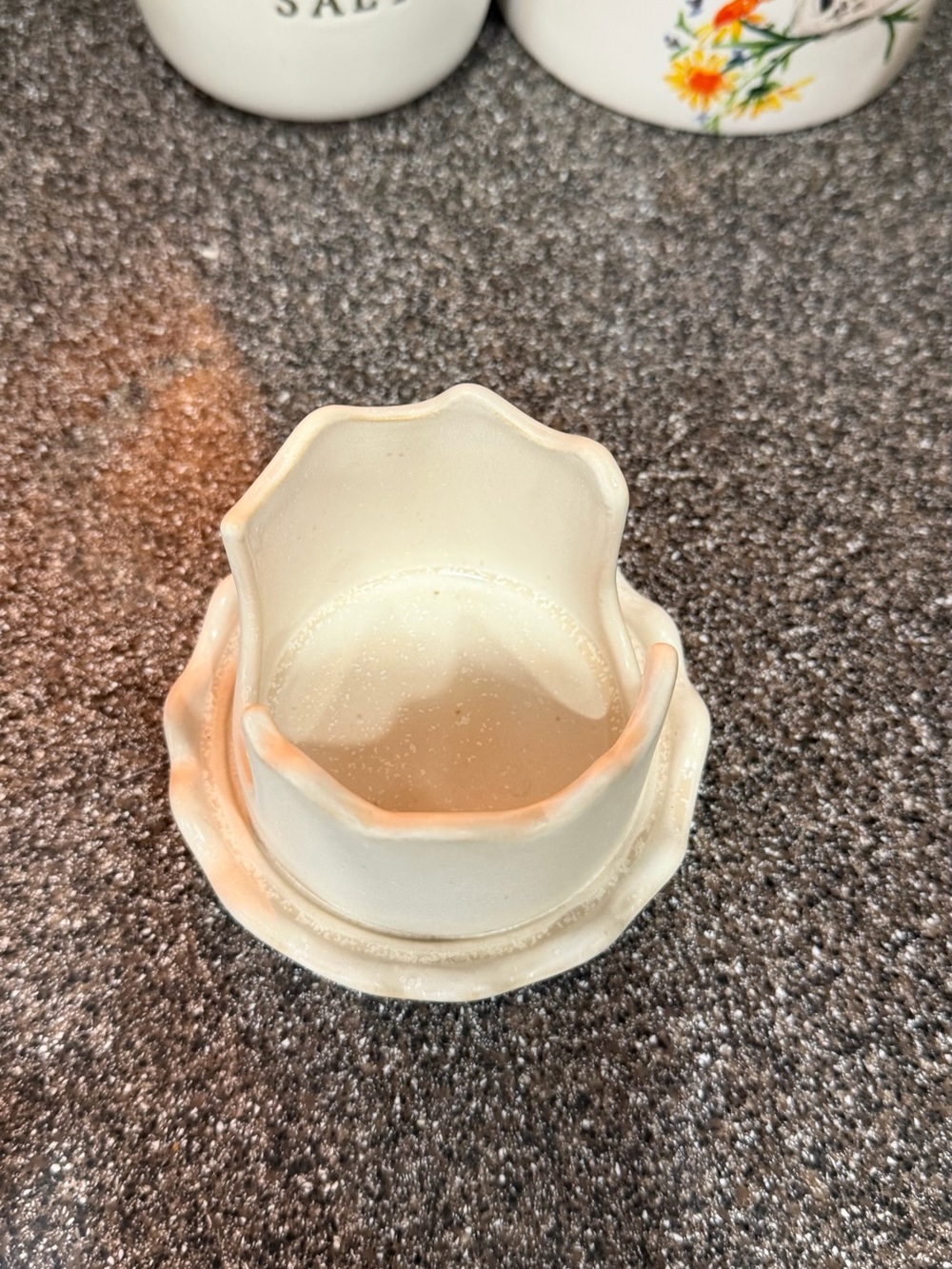 Magnolia Cream Ceramic Trinket Dish with Subtle Peach Rim